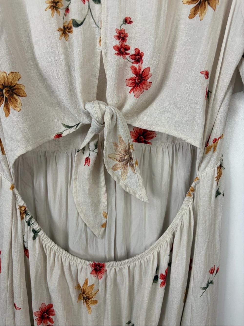 Reitmans Beige Floral Maxi Dress Cottagecore Boho Romantic Size XL open back - Picture 5 of 10